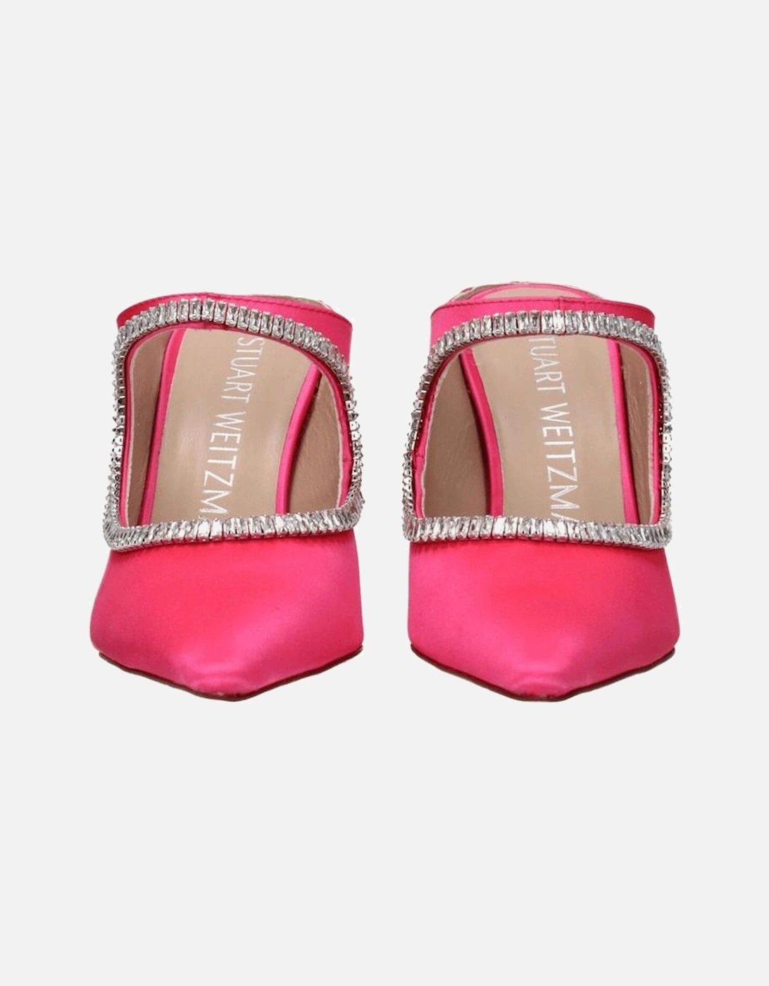 Rhinestone Satin Pointy Toe High Heel Sandals Women - Pink
