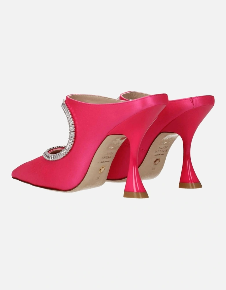 Rhinestone Satin Pointy Toe High Heel Sandals Women - Pink