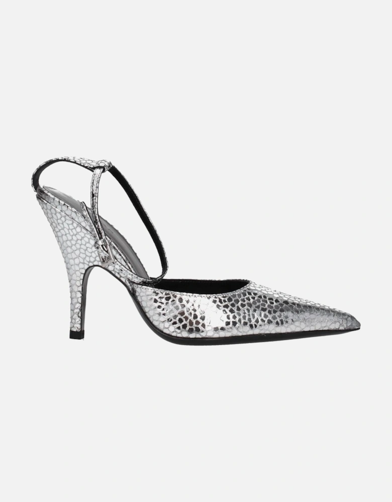 High Heel Pointy Toe Leather Sandals Women - Gray