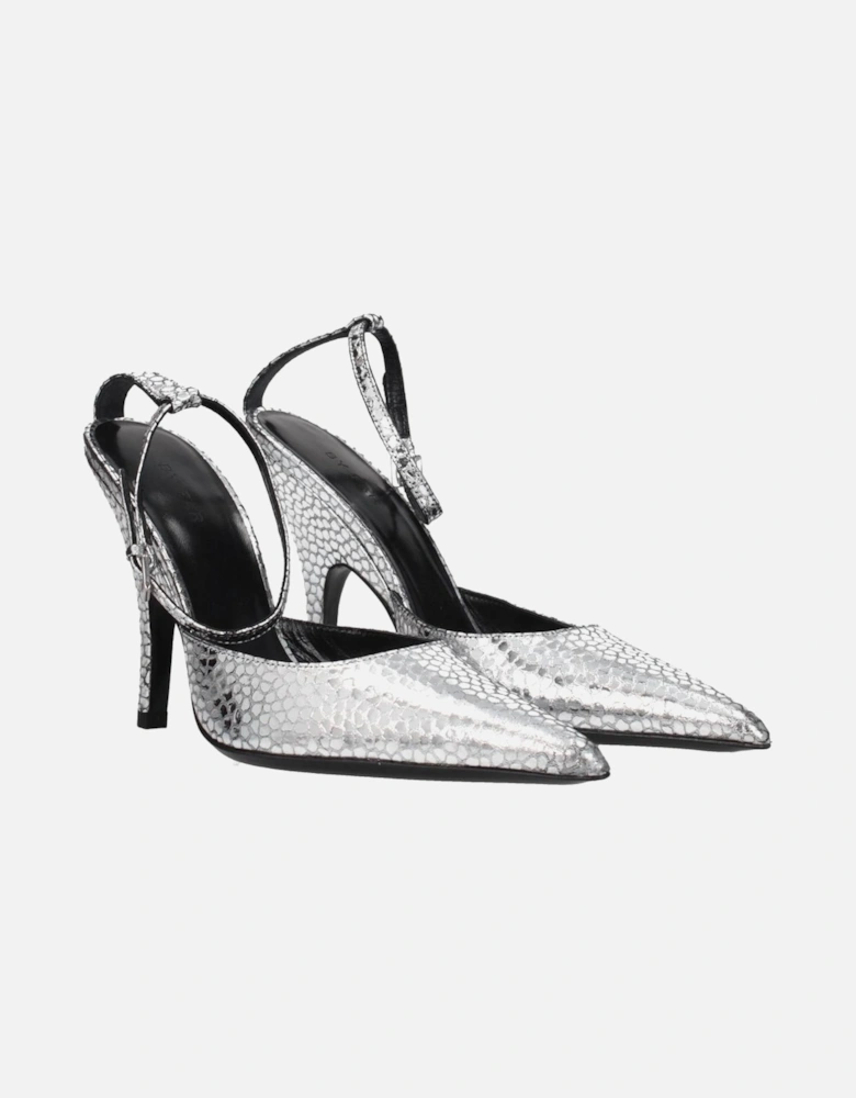 High Heel Pointy Toe Leather Sandals Women - Gray