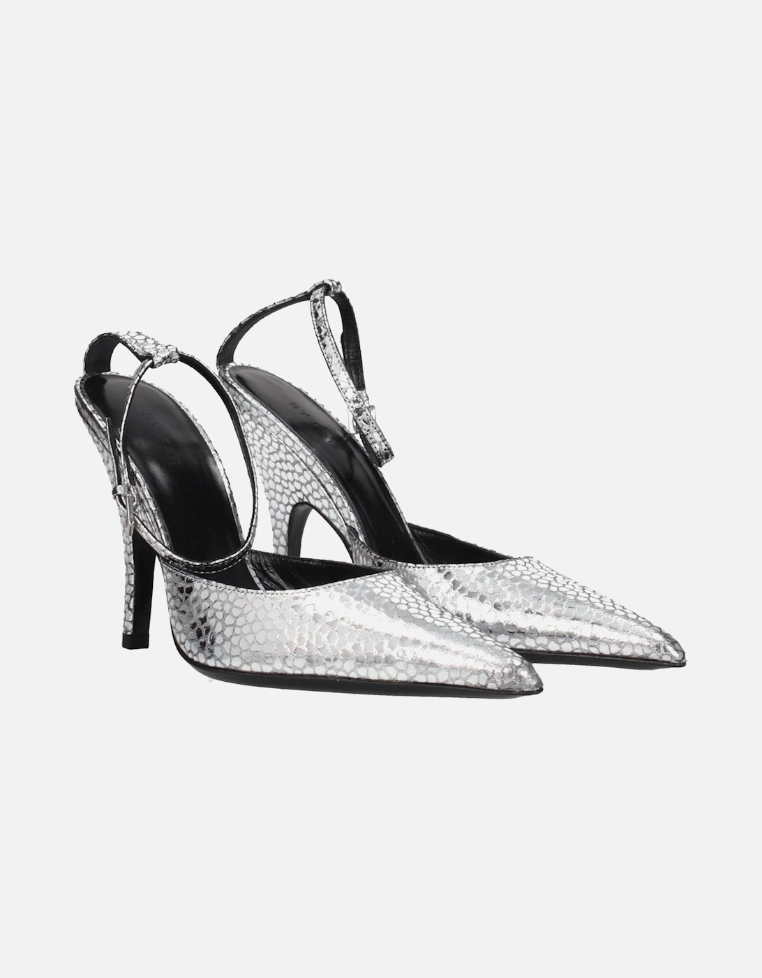 High Heel Pointy Toe Leather Sandals Women - Gray