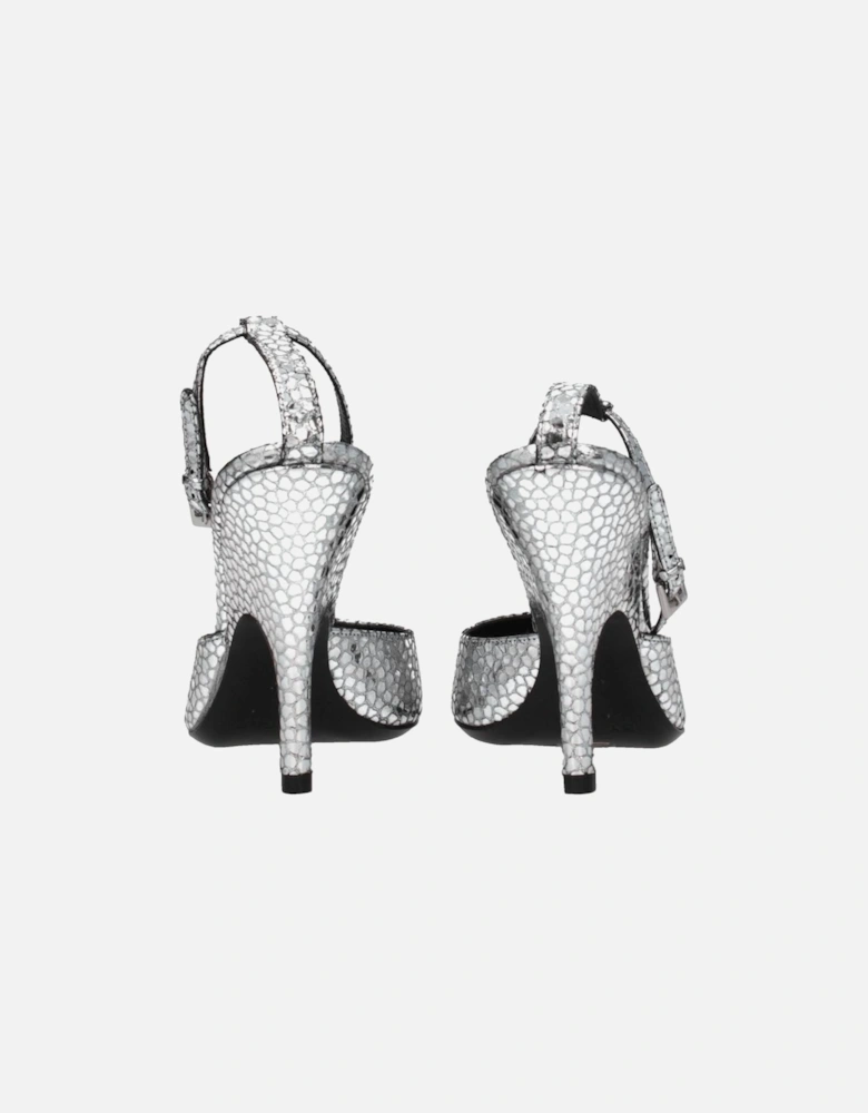High Heel Pointy Toe Leather Sandals Women - Gray