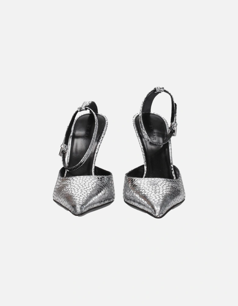 High Heel Pointy Toe Leather Sandals Women - Gray
