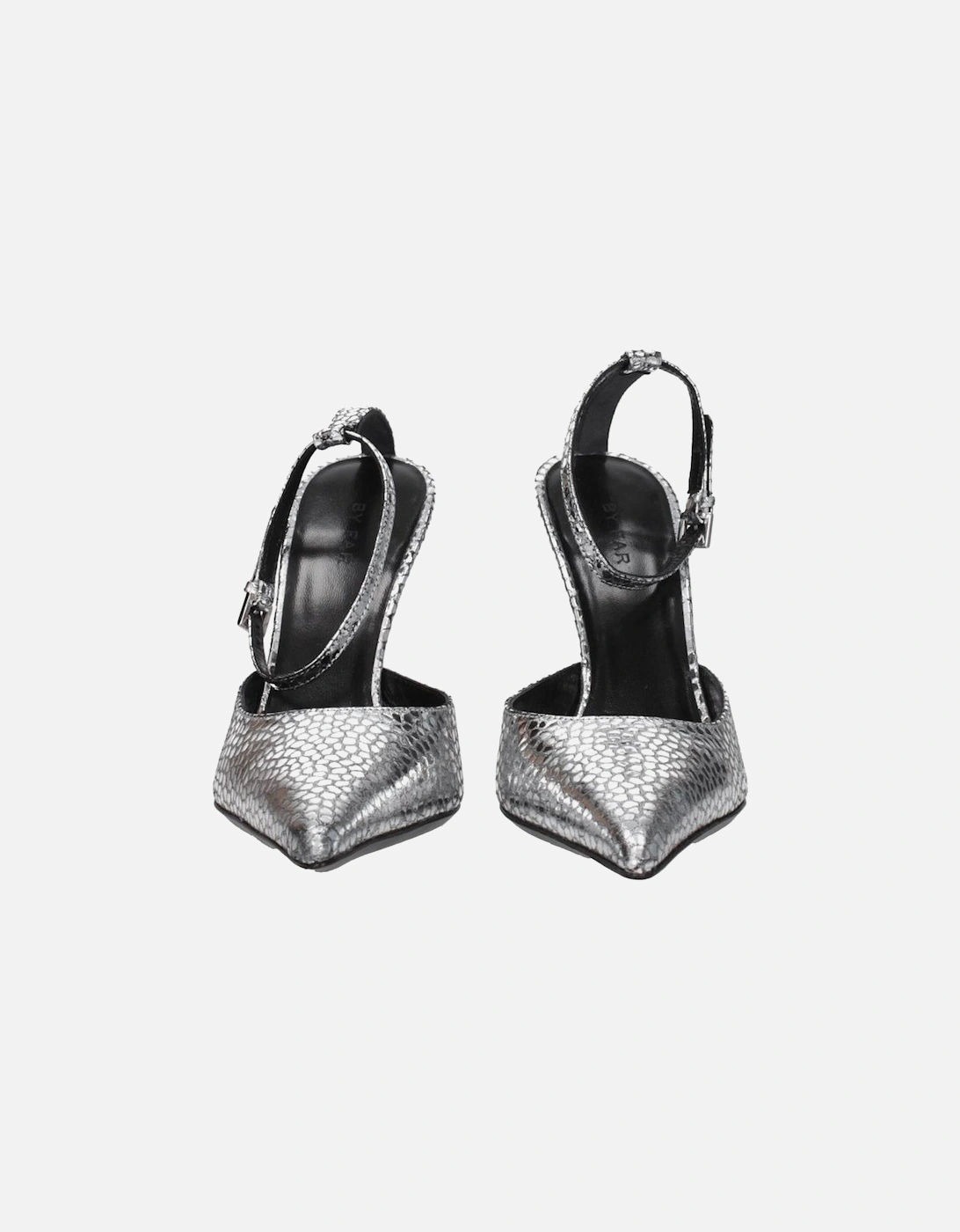 High Heel Pointy Toe Leather Sandals Women - Gray