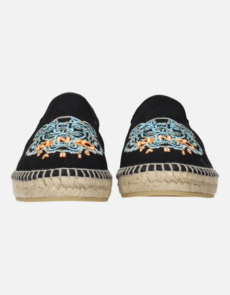 Casual Espadrilles with Front Logo and Round Toe Women - Black Shoes