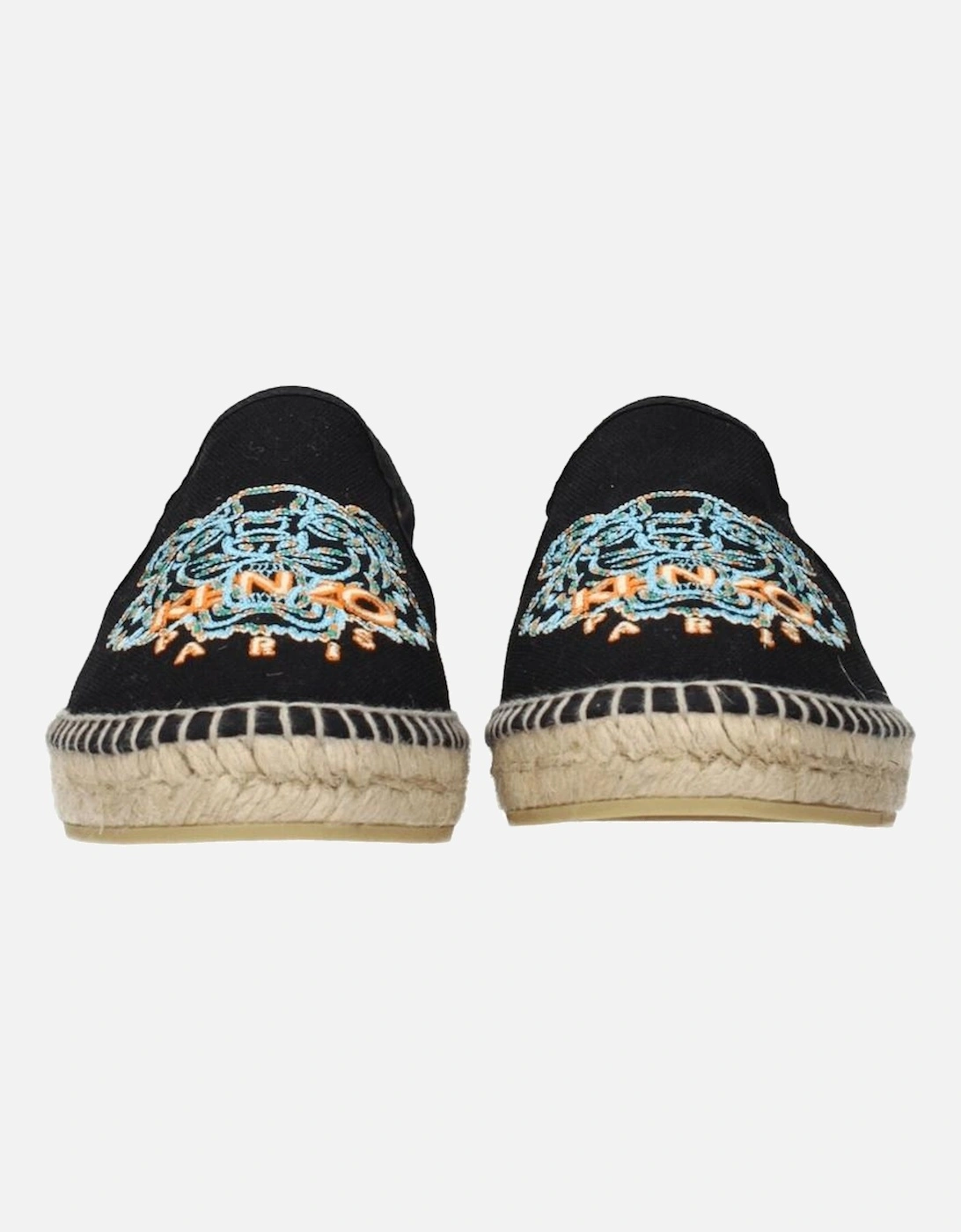 Casual Espadrilles with Front Logo and Round Toe Women - Black Shoes