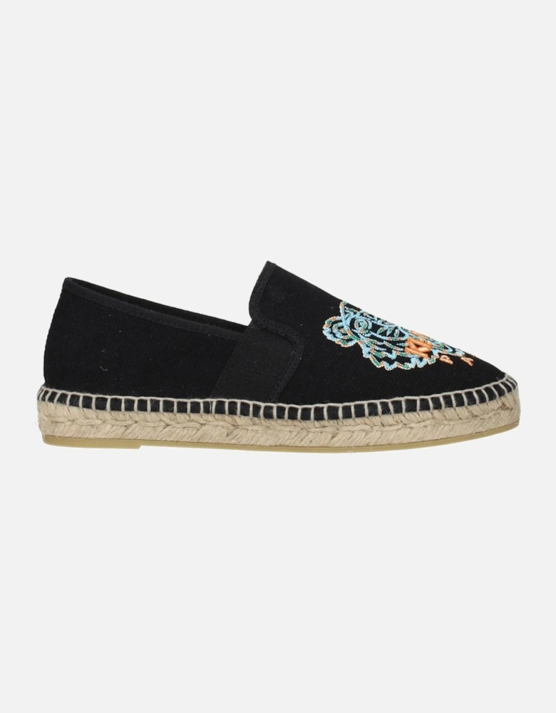 Casual Espadrilles with Front Logo and Round Toe Women - Black Shoes