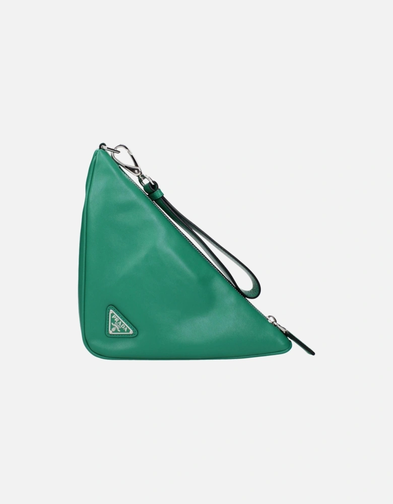 Leather Clutch with Removable Handle Women - Green Clutch Bags