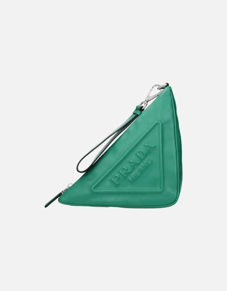 Leather Clutch with Removable Handle Women - Green Clutch Bags