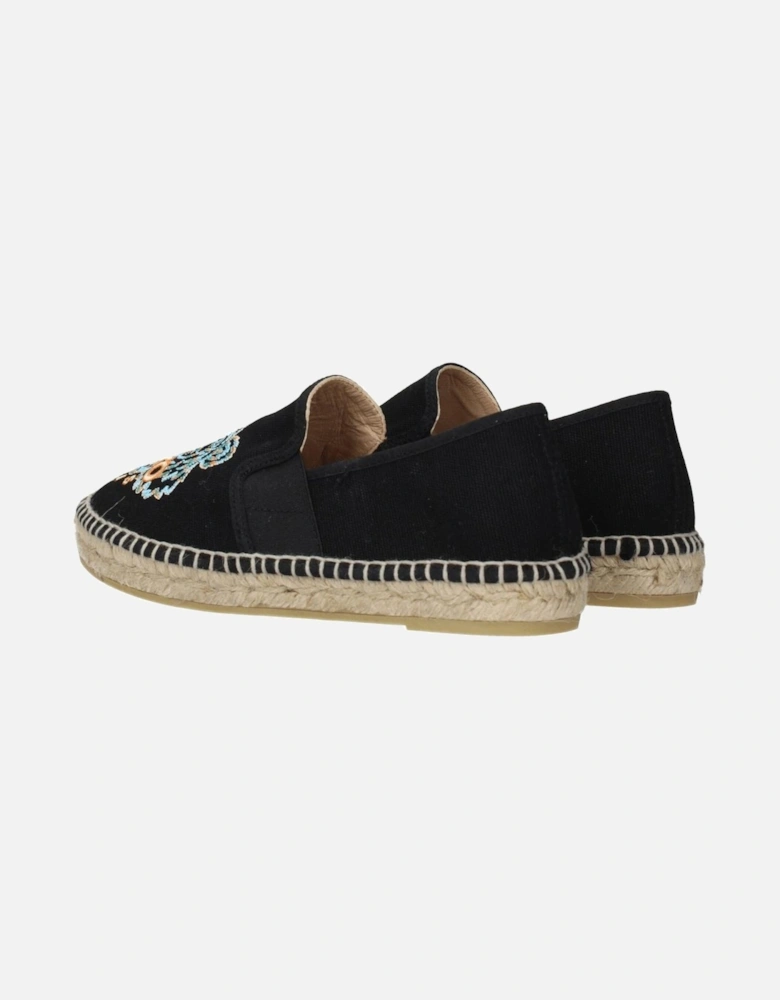 Casual Espadrilles with Front Logo and Round Toe Women - Black Shoes