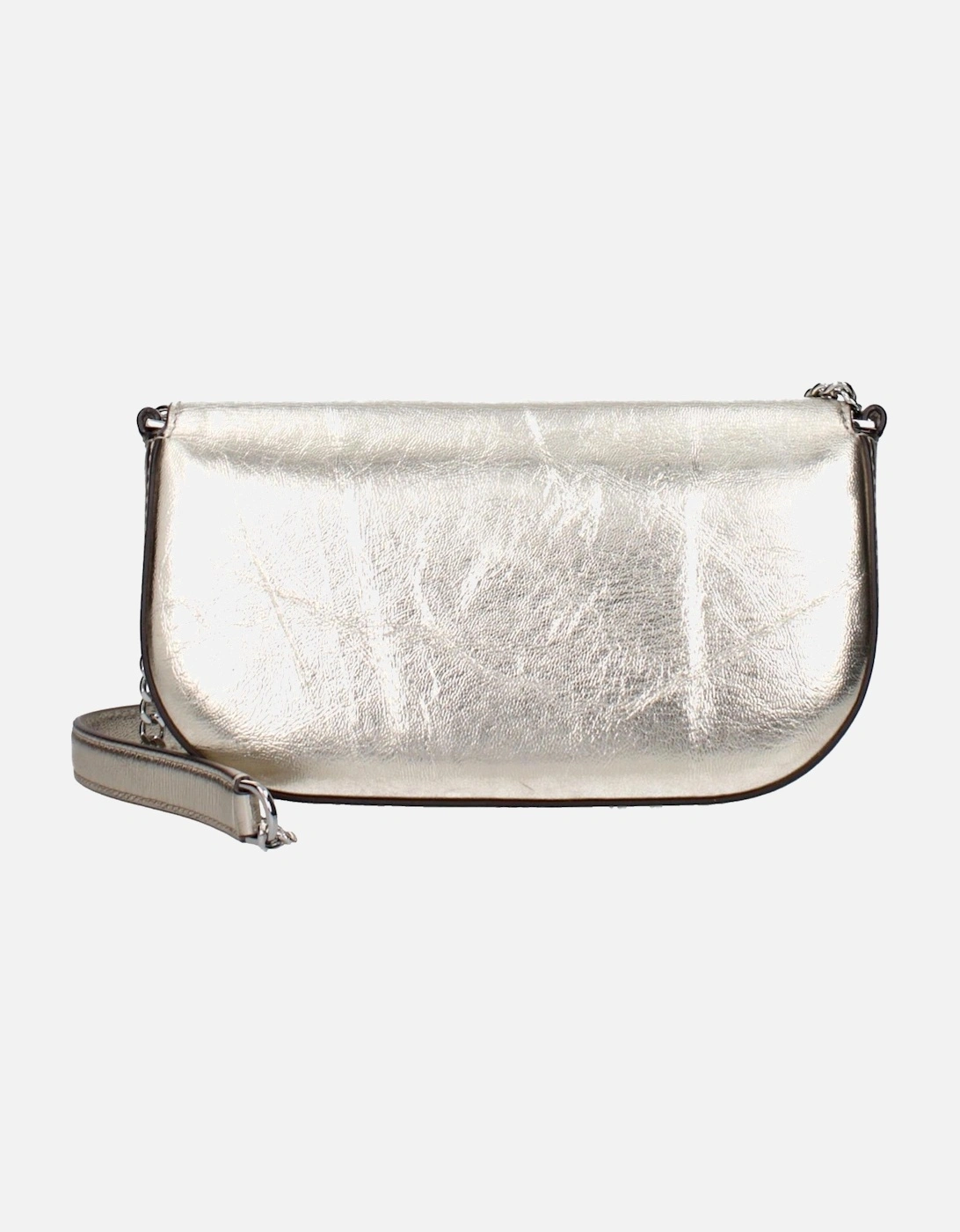 Vintage Effect Leather Crossbody Bag with Front Logo Women - Gold