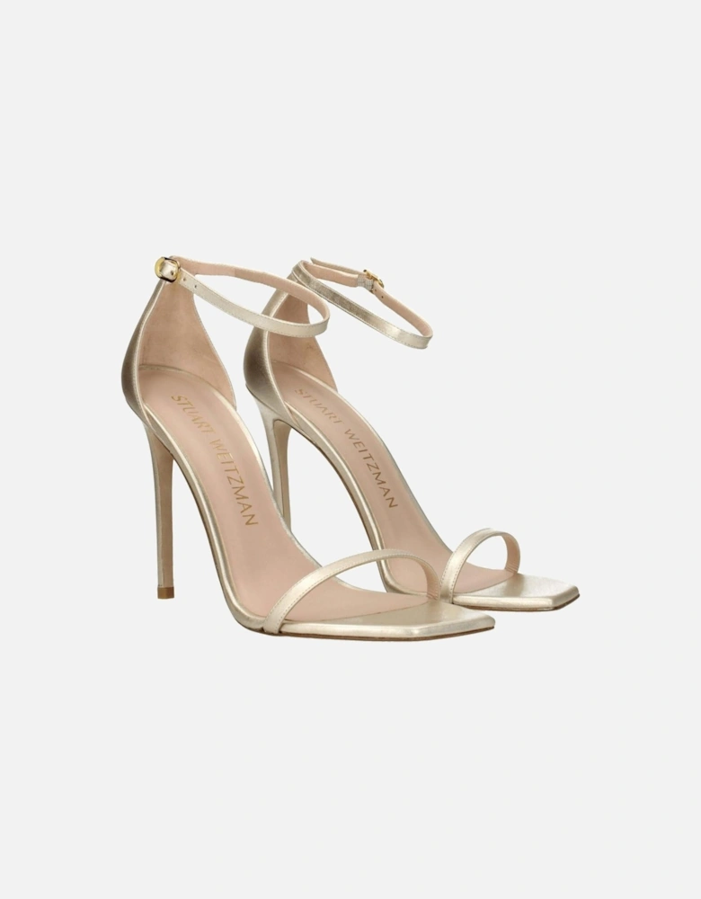 High Heel Open Toe Leather Sandals Women - Gold