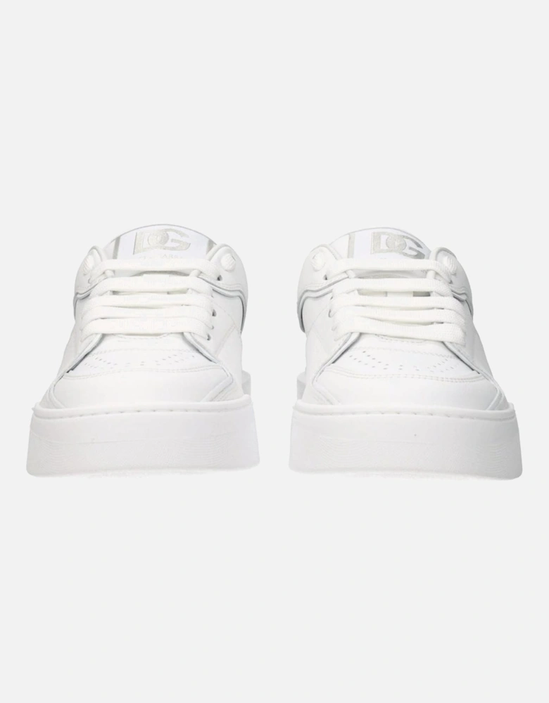 Leather Sneakers with Front and Back Logo Women - White