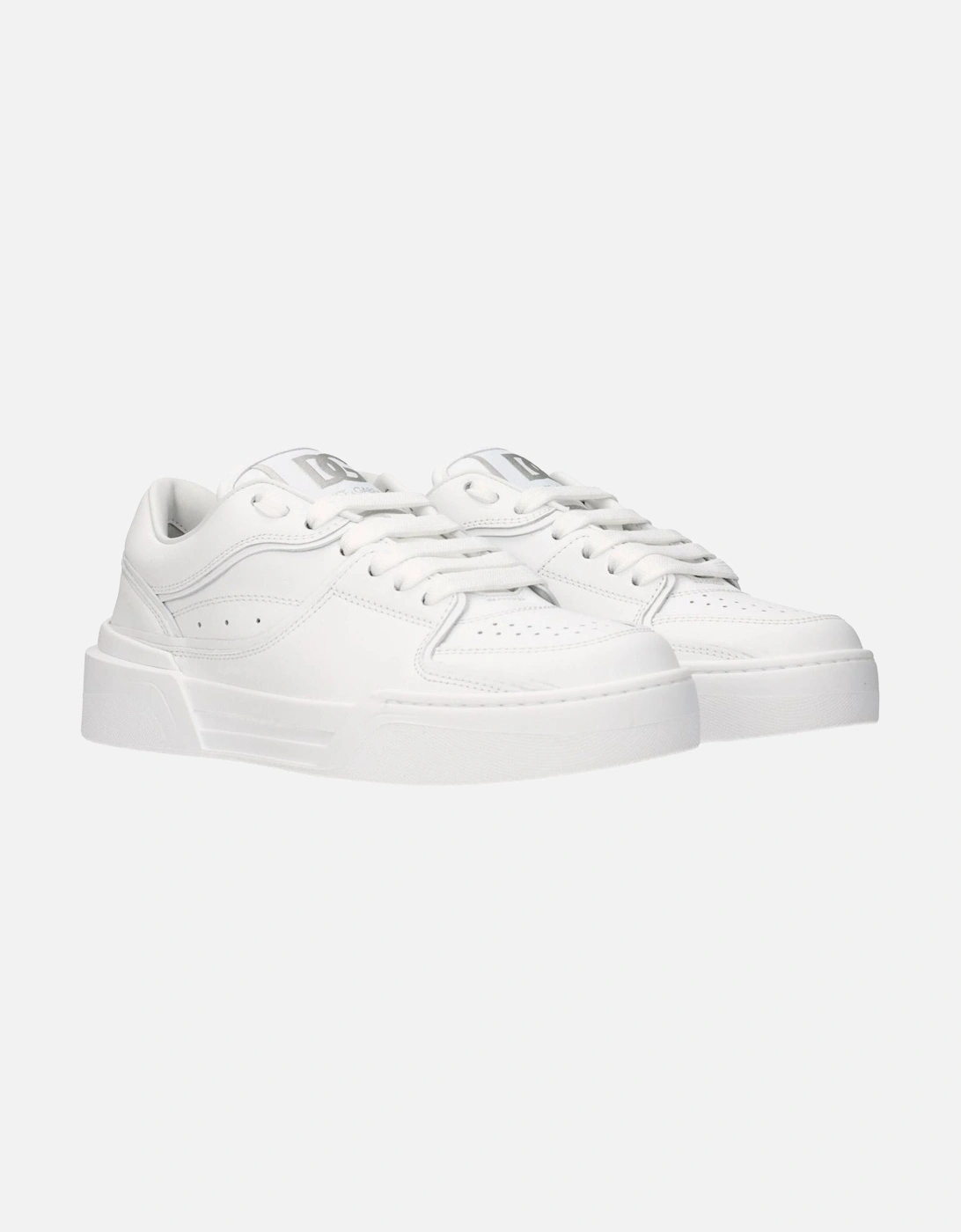 Leather Sneakers with Front and Back Logo Women - White