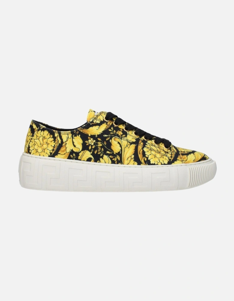 Fabric Sneakers with Front Logo and Print Women - Gold