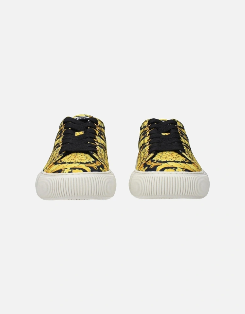 Fabric Sneakers with Front Logo and Print Women - Gold
