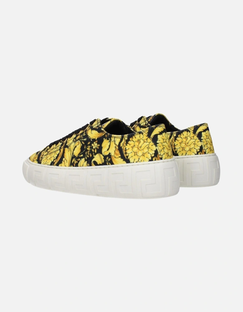 Fabric Sneakers with Front Logo and Print Women - Gold