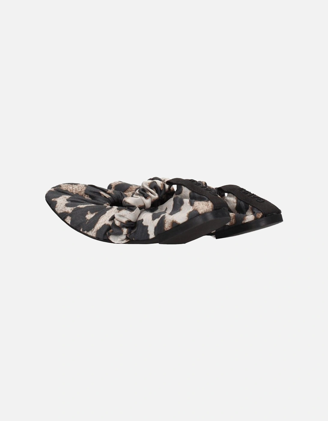 Fabric Ballet Flats with Back Logo and Leopard Print Women - Beige