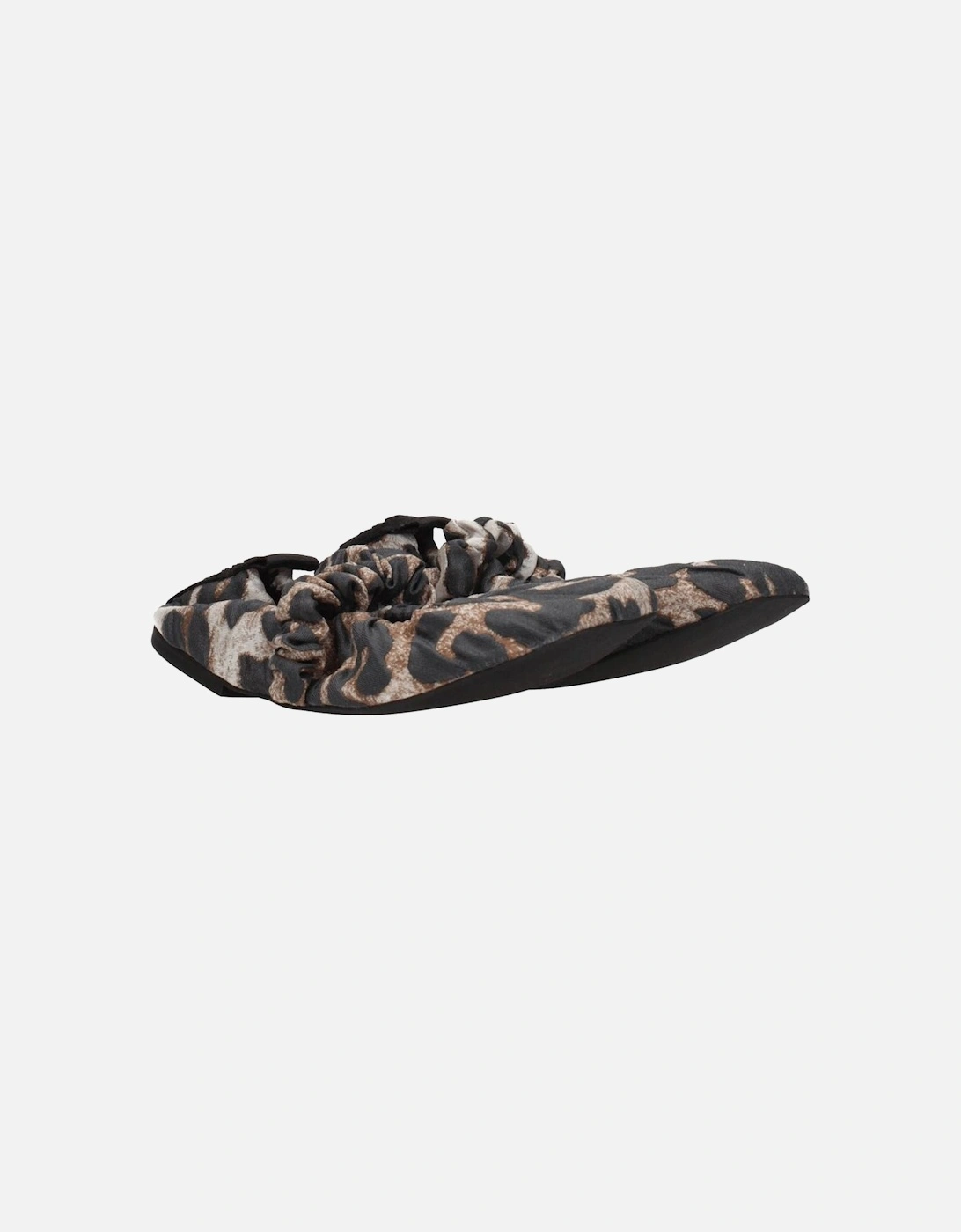 Fabric Ballet Flats with Back Logo and Leopard Print Women - Beige