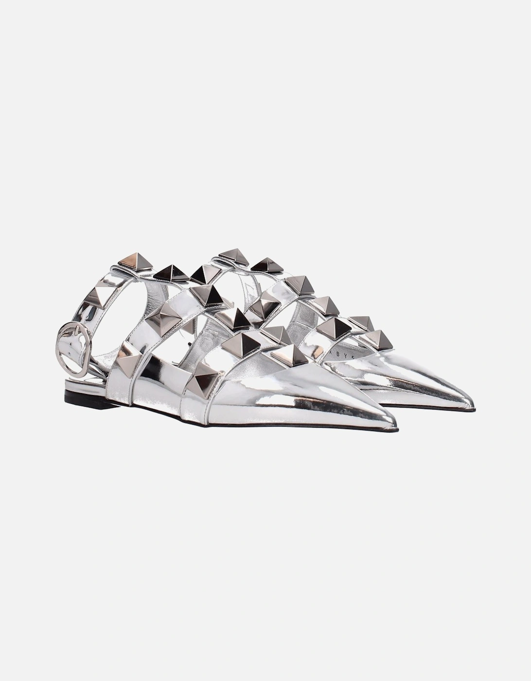 Studded Patent Leather Sandals with Buckle Closure Women - Gray