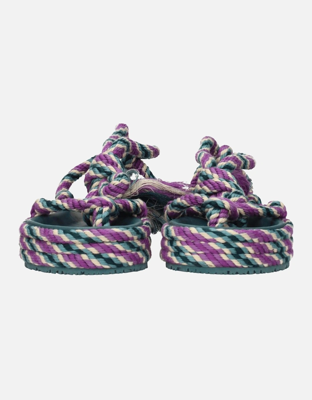 Multicolor Fabric Mid Heel Open Toe Sandals Women