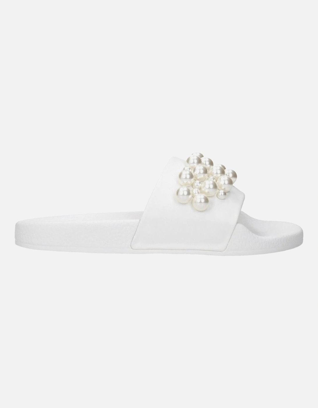 Leather Slippers with Front Detail Women - White Sandals, 6 of 5