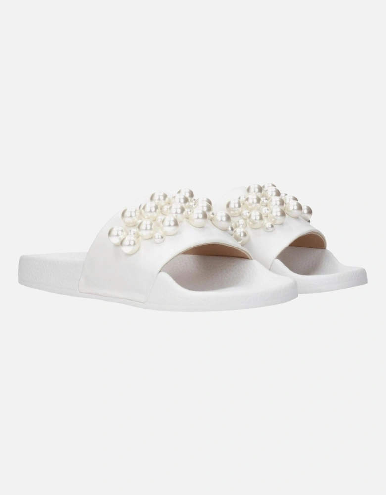 Leather Slippers with Front Detail Women - White Sandals