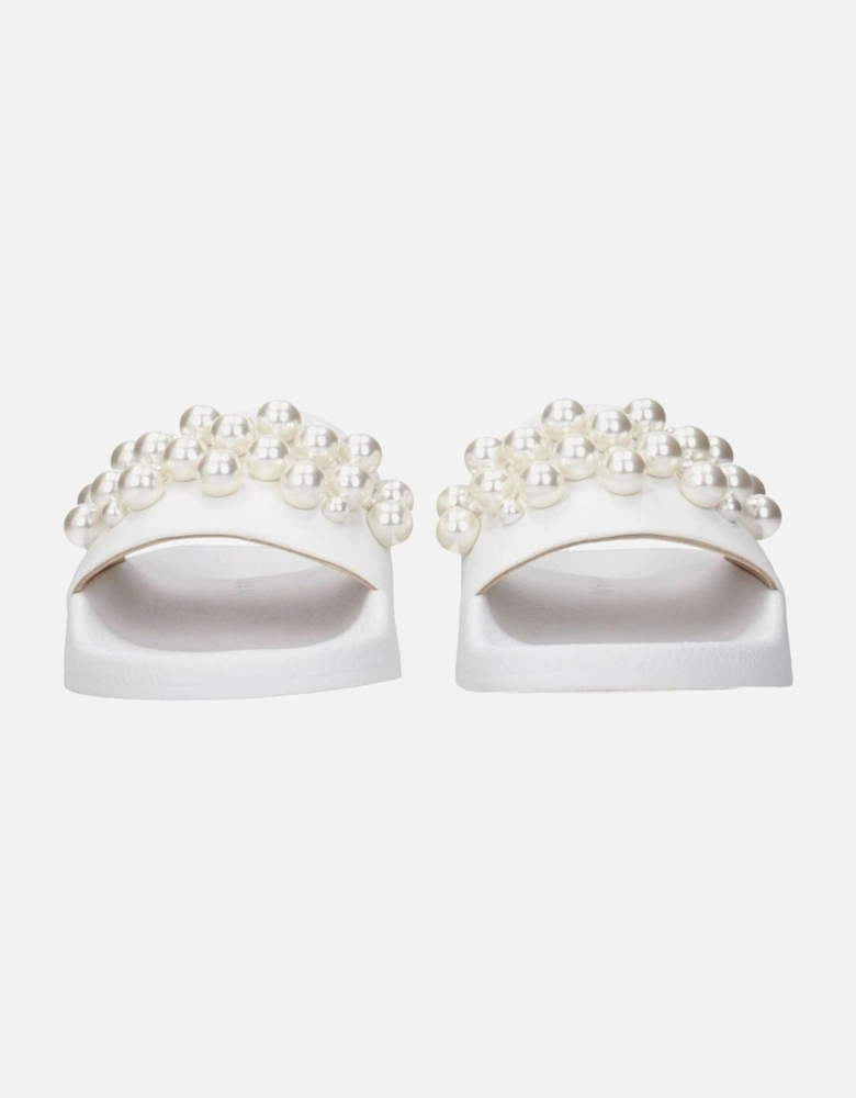 Leather Slippers with Front Detail Women - White Sandals