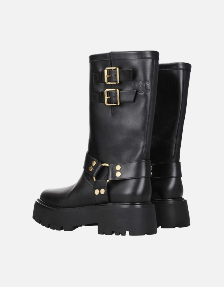 Leather Ankle Boots with Side Detail and Vintage Effect Women - Gold