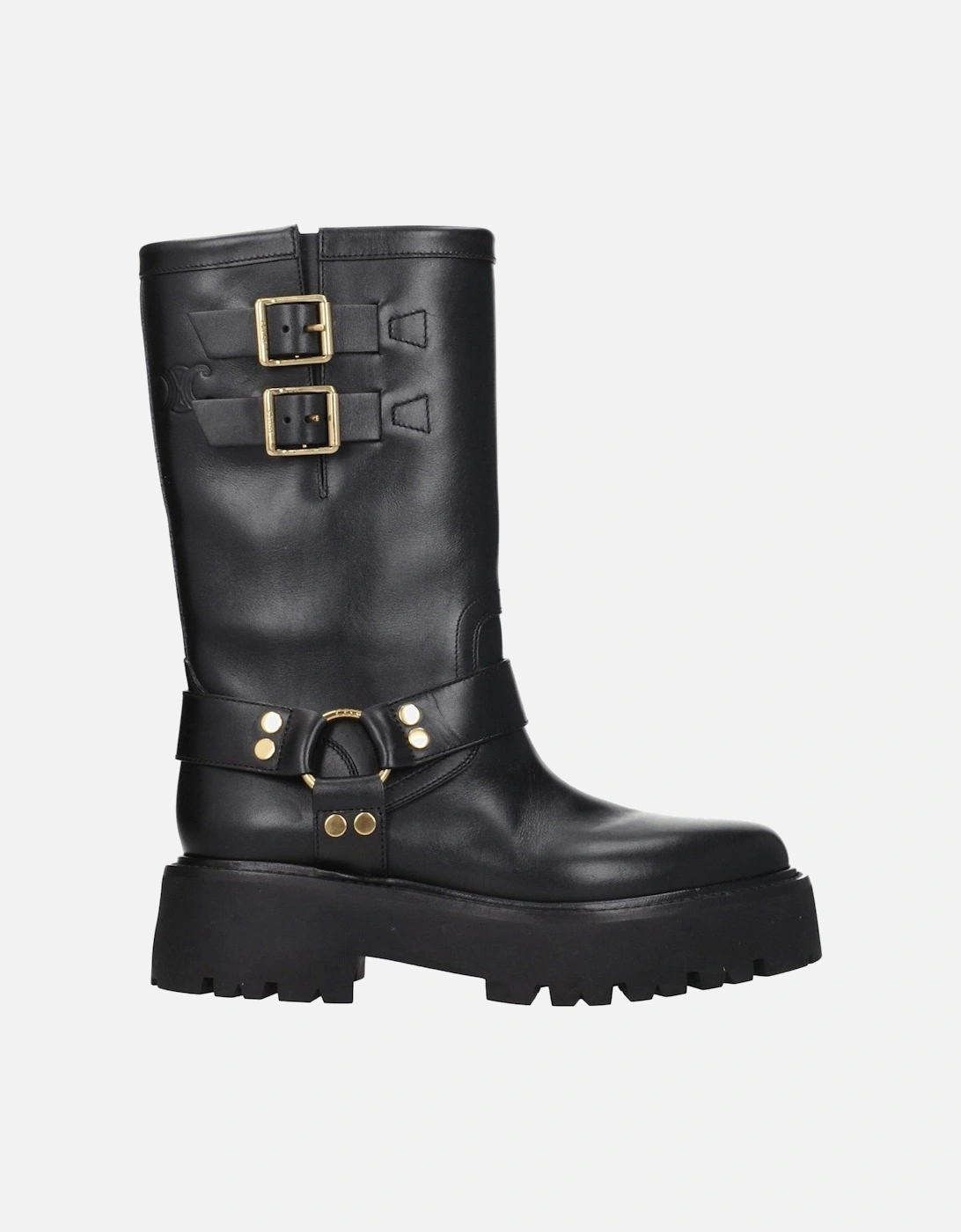 Leather Ankle Boots with Side Detail and Vintage Effect Women - Gold, 6 of 5