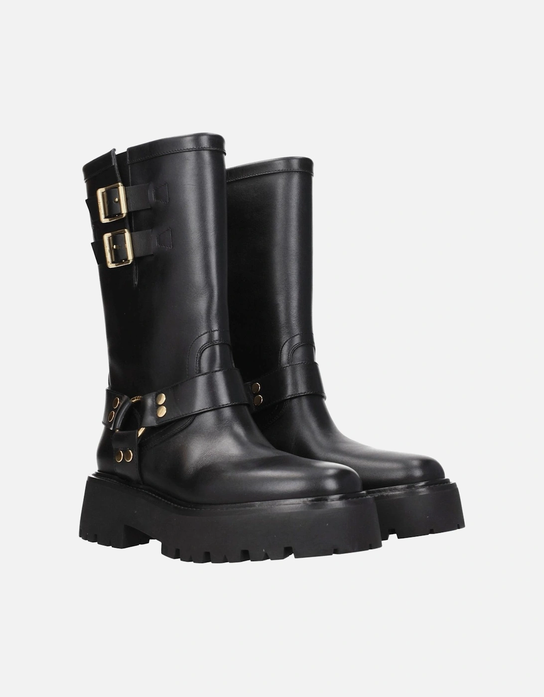 Leather Ankle Boots with Side Detail and Vintage Effect Women - Gold