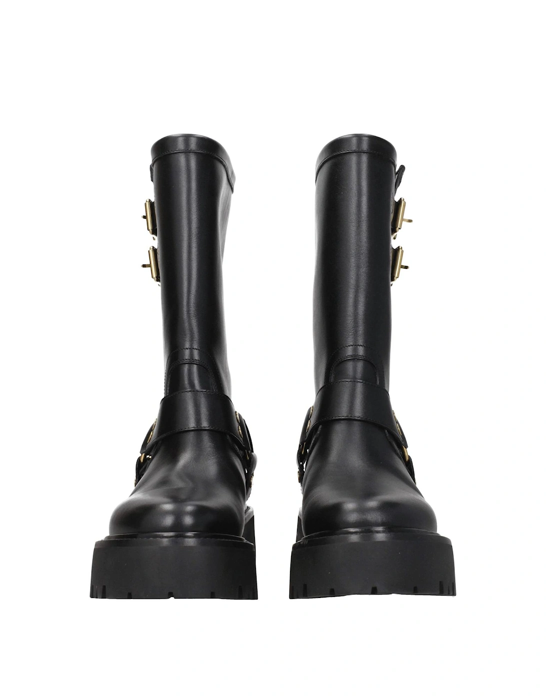Leather Ankle Boots with Side Detail and Vintage Effect Women - Gold