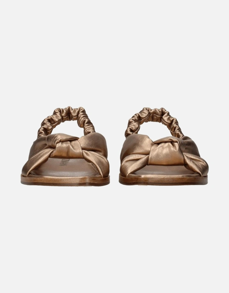 Gold Open Toe Leather Sandals Women