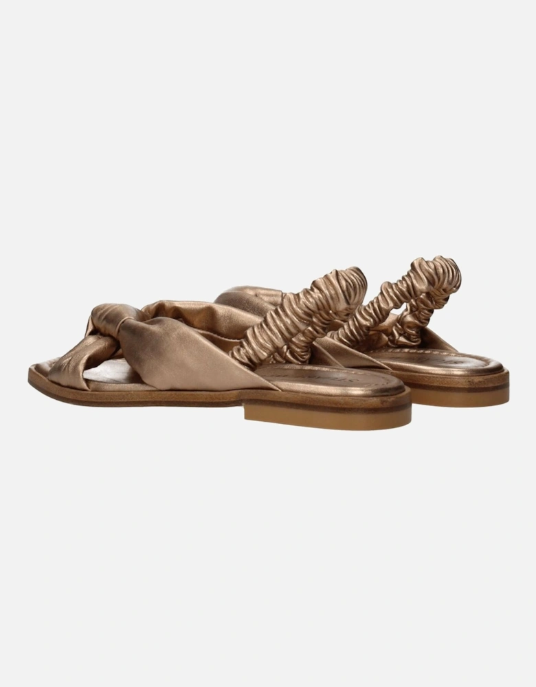 Gold Open Toe Leather Sandals Women