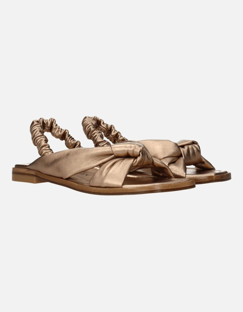 Gold Open Toe Leather Sandals Women