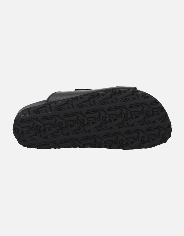 Leather Strap Closure Sandals with Front Logo Women - Black