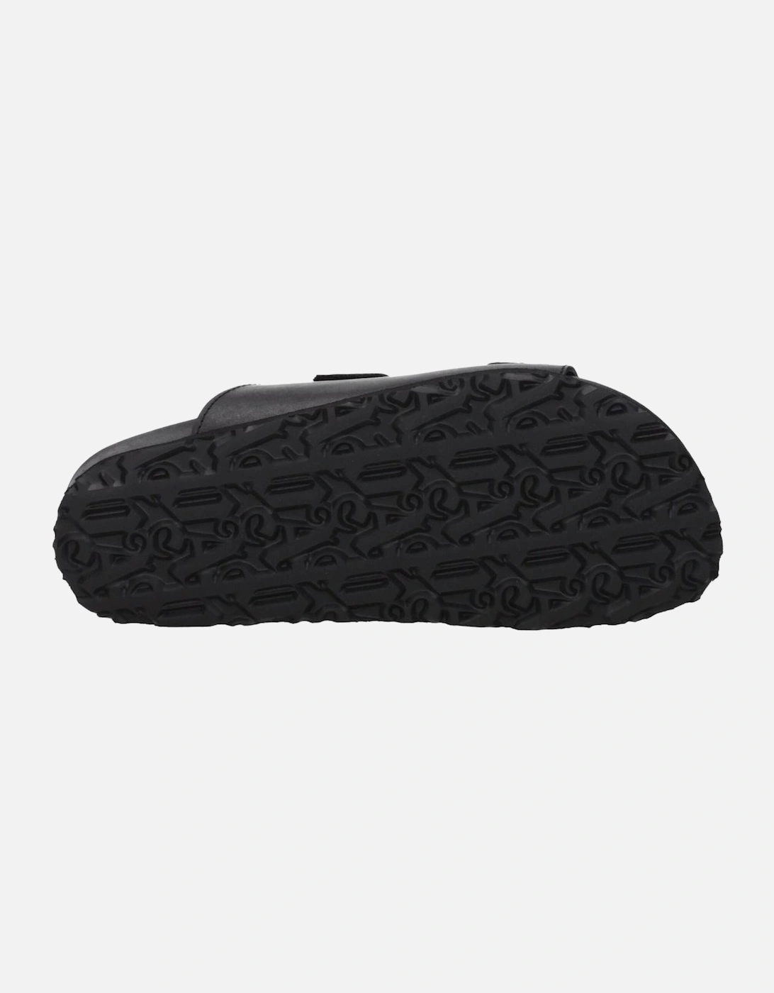 Leather Strap Closure Sandals with Front Logo Women - Black