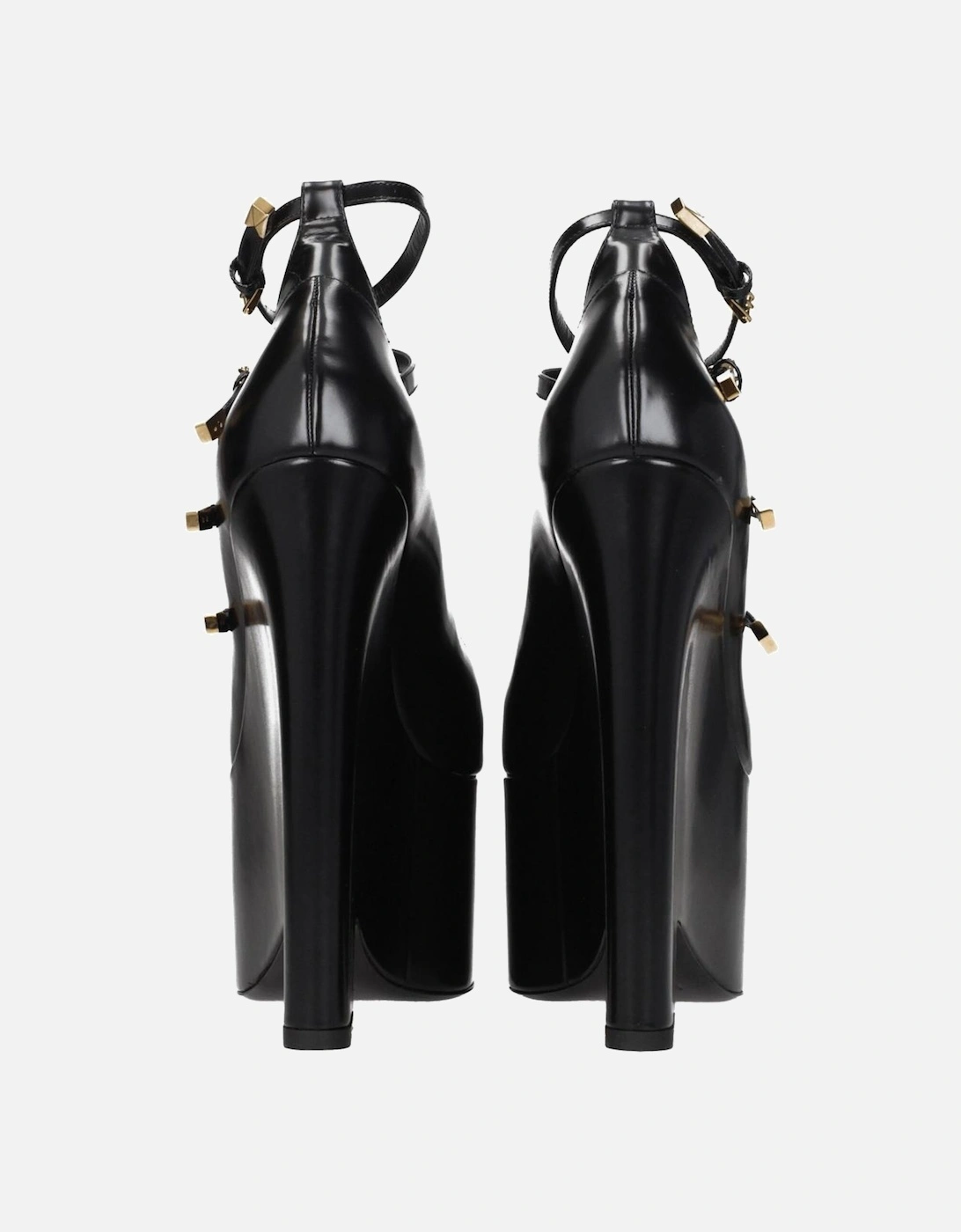 High Heel Pointy Toe Leather Pumps Women - Black Brooches