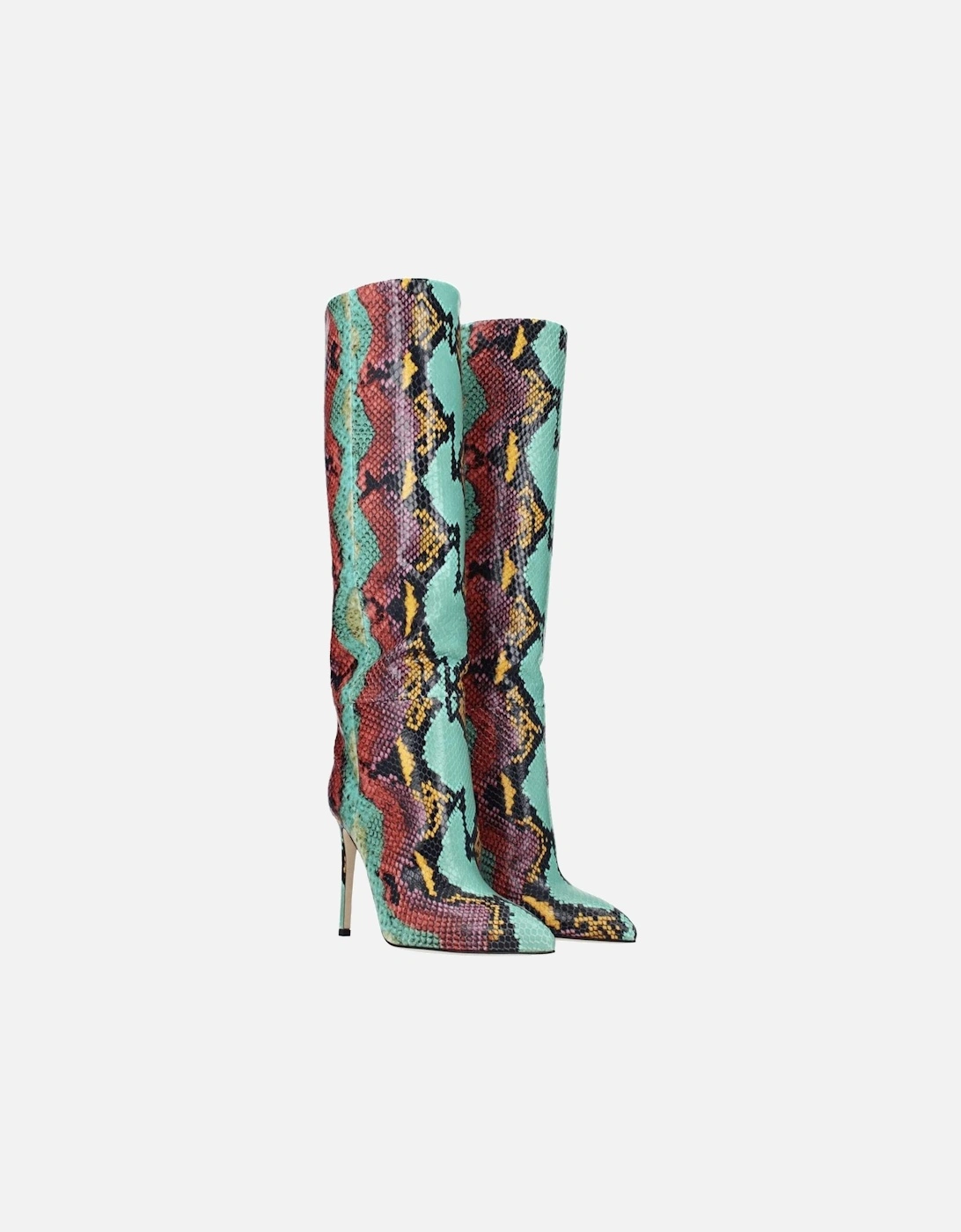 Pointy Toe Python Print High Heel Boots Women - Multicolor