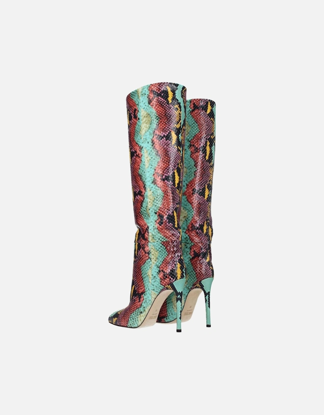 Pointy Toe Python Print High Heel Boots Women - Multicolor