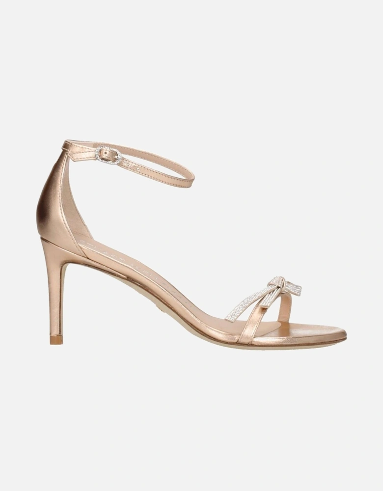 Metallic Effect Leather Mid-Heel Sandals Women - Pink