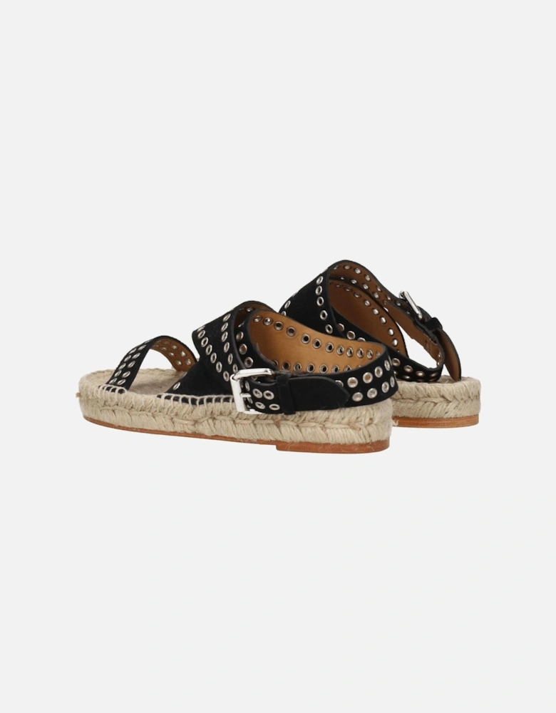 Suede Sandals with Studs and Buckle Closure Women - Black