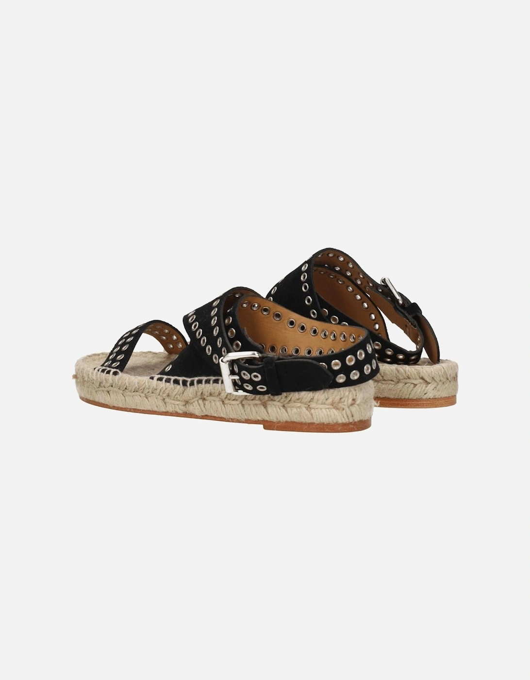 Suede Sandals with Studs and Buckle Closure Women - Black