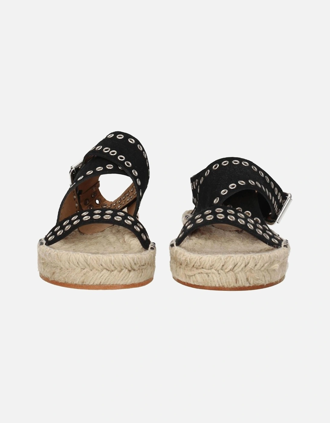 Suede Sandals with Studs and Buckle Closure Women - Black