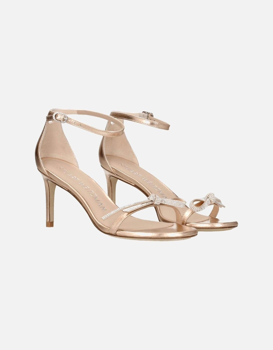 Metallic Effect Leather Mid-Heel Sandals Women - Pink