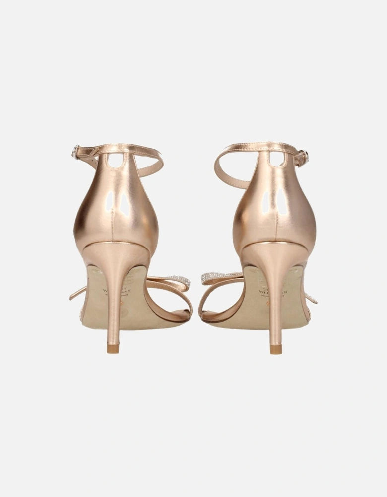 Metallic Effect Leather Mid-Heel Sandals Women - Pink