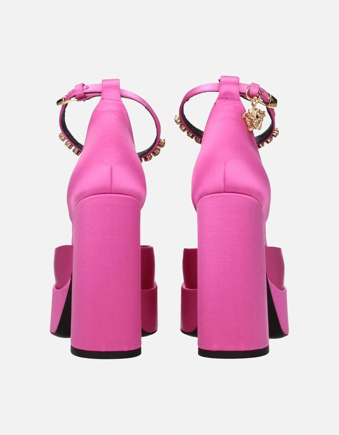 High Heel Satin Sandals with Rhinestone Detail Women - Pink