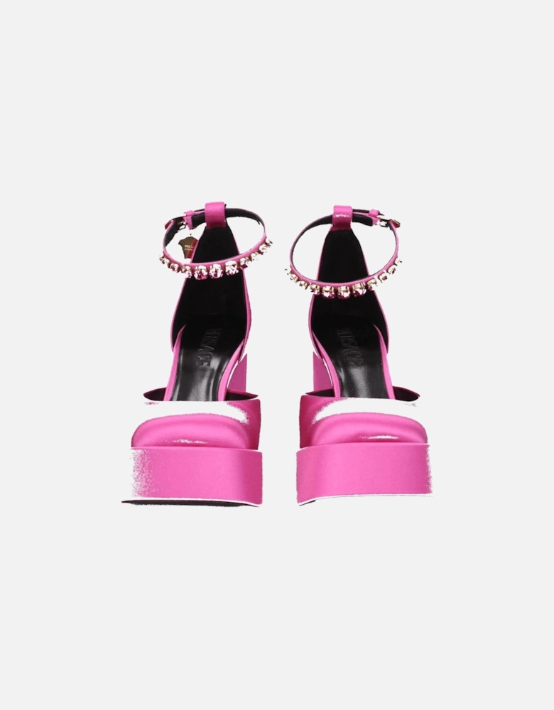 High Heel Satin Sandals with Rhinestone Detail Women - Pink