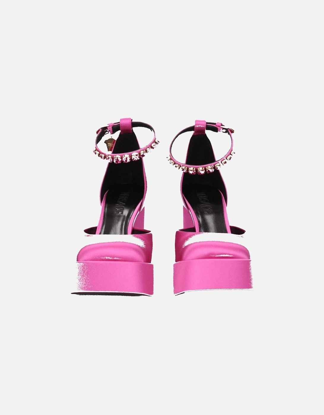 High Heel Satin Sandals with Rhinestone Detail Women - Pink