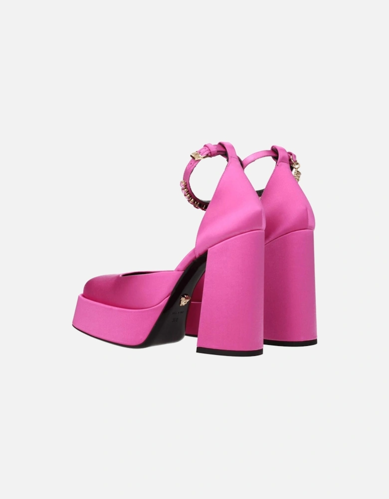 High Heel Satin Sandals with Rhinestone Detail Women - Pink